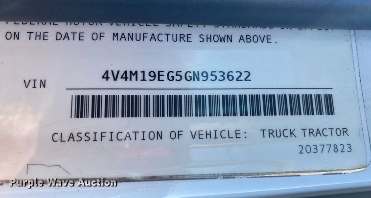 image for item JW9197 2016 Volvo D13  semi truck