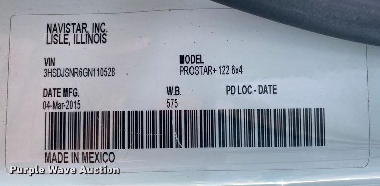 image for item JW9224 2016 International ProStar Plus  semi truck