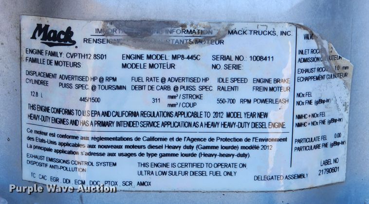 image for item KT9386 2013 Mack CXU613 semi truck