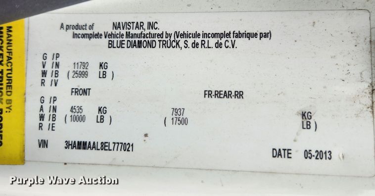 image for item KT9408 2014 International DuraStar 4300  box truck