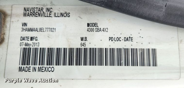 image for item KT9408 2014 International DuraStar 4300  box truck