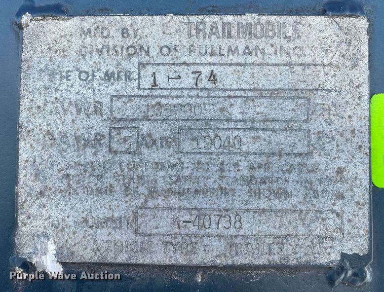 image for item MA9900 1974 Trailmobile F11S4MCM  tank trailer