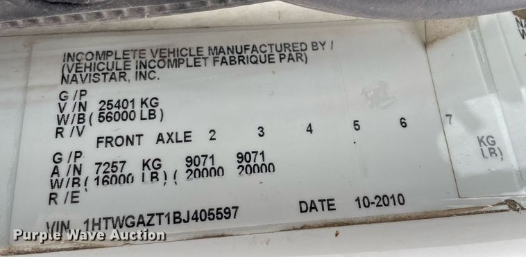 image for item MA9912 2011 International WorkStar 7400  dump flatbed truck