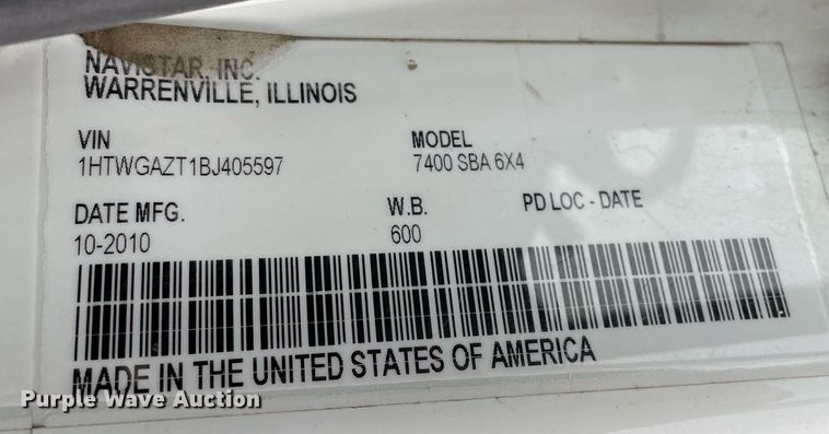 image for item MA9912 2011 International WorkStar 7400  dump flatbed truck