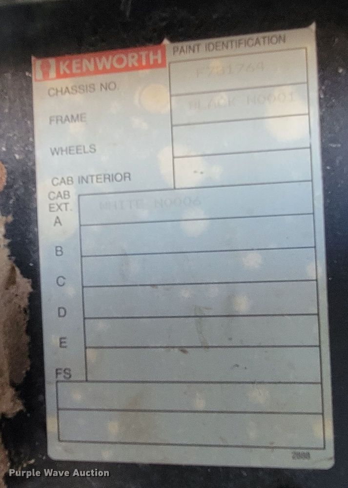 image for item ME9683 1999 Kenworth T300  truck cab and chassis