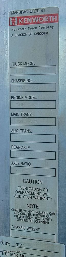 image for item ME9683 1999 Kenworth T300  truck cab and chassis