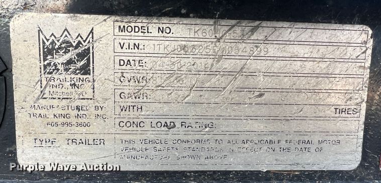 image for item MM9047 2014 Trail King TK60HG-53C  lowboy equipment trailer