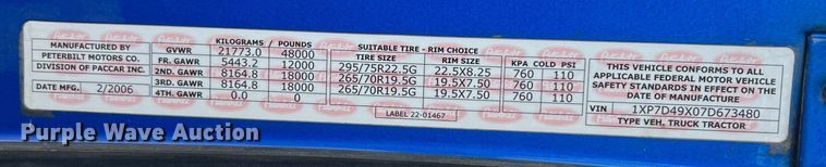 image for item MM9085 2007 Peterbilt 387  semi truck