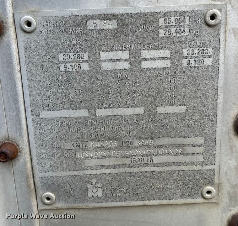 image for item MM9301 1995 Merritt  livestock trailer