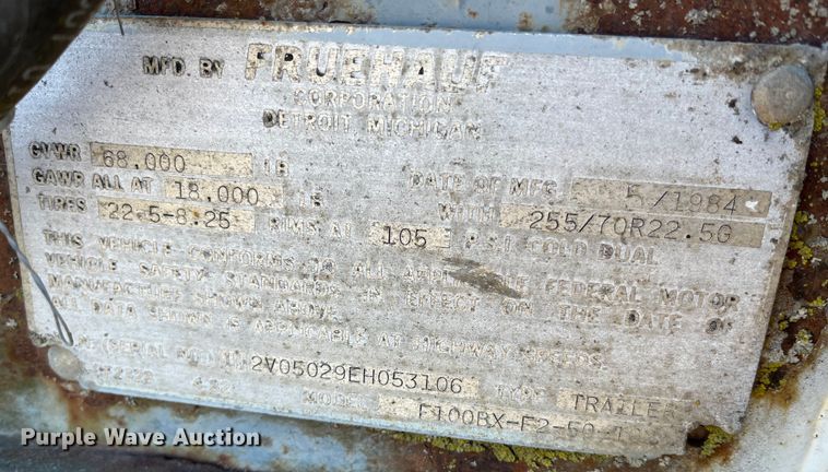 image for item MW9483 1984 Fruehauf F100BX-F2-50-102  dry van trailer