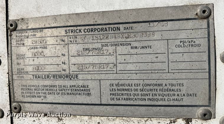 image for item MW9485 1988 Strick  moving van trailer