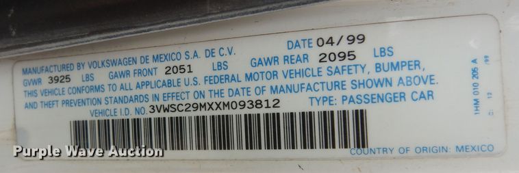 image for item DK7591 1999 Volkswagen Jetta