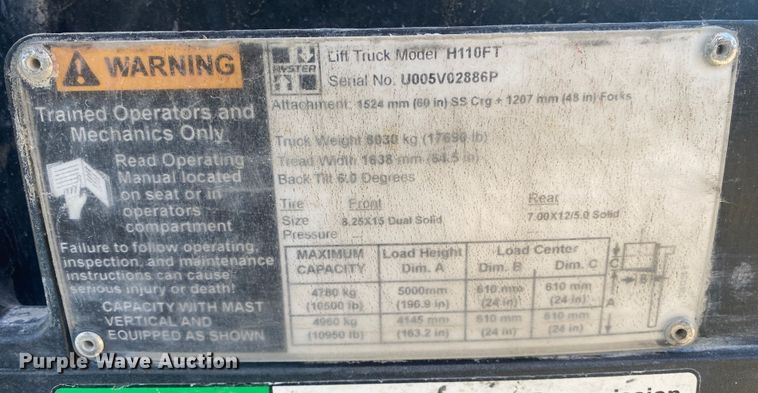 image for item DL7025 Hyster H110FT  forklift