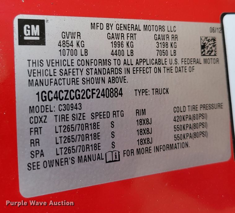 image for item DM8228 2012  Chevrolet Silverado 3500HD  Crew Cab pickup truck