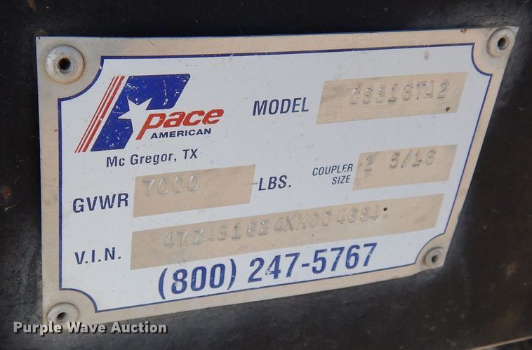 image for item DN6277 1999 Pace American CS816TA2  enclosed cargo trailer