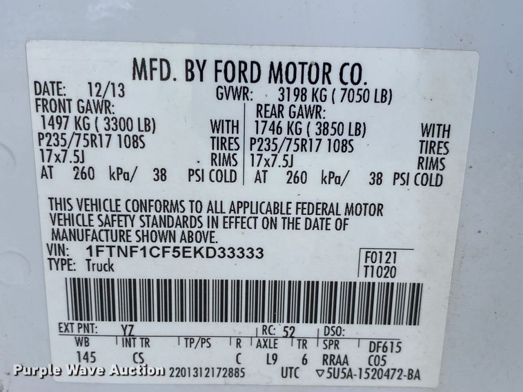 image for item DN8168 2014 Ford F150  pickup truck