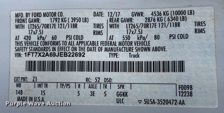 image for item DN8169 2018 Ford F250 Super Duty  SuperCab pickup truck