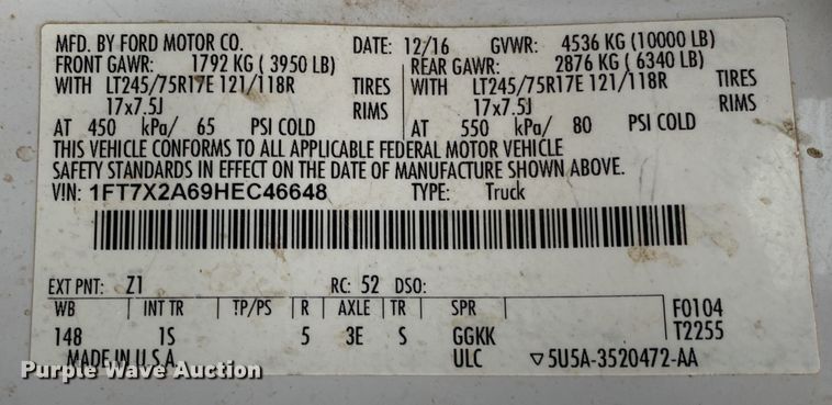 image for item DN8173 2017 Ford F250 Super Duty  SuperCab pickup truck