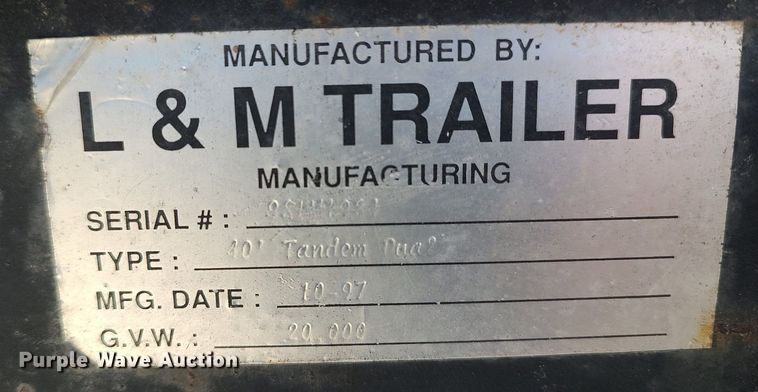 image for item DO3768 1996 L&M  equipment trailer