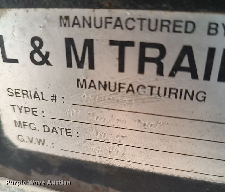 image for item DO3768 1996 L&M  equipment trailer