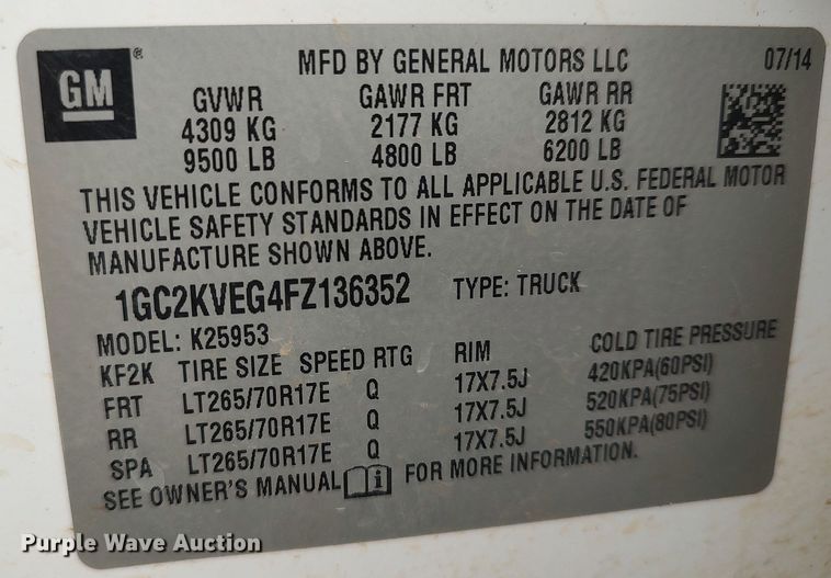 image for item DO3816 2015 Chevrolet Silverado 2500HD  Double Cab pickup truck