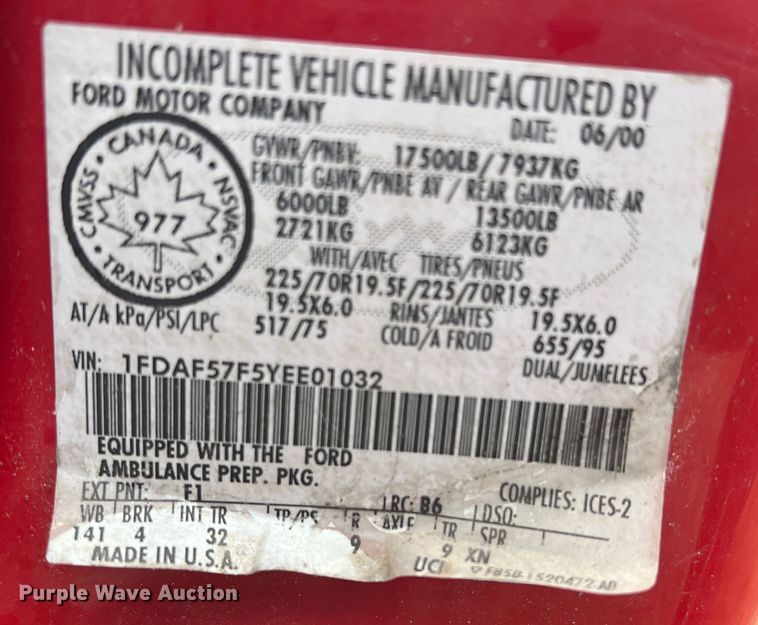 image for item DO8967 2000 Ford F550 Super Duty  brush fire truck