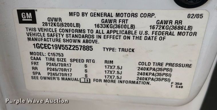 image for item DQ4058 2005 Chevrolet Silverado 1500  Ext. Cab pickup truck