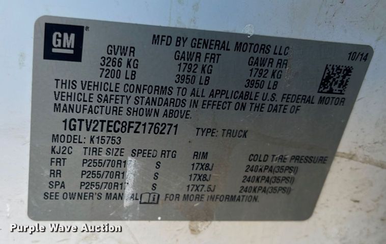 image for item DQ4083 2015 GMC Sierra 1500  Double Cab pickup truck