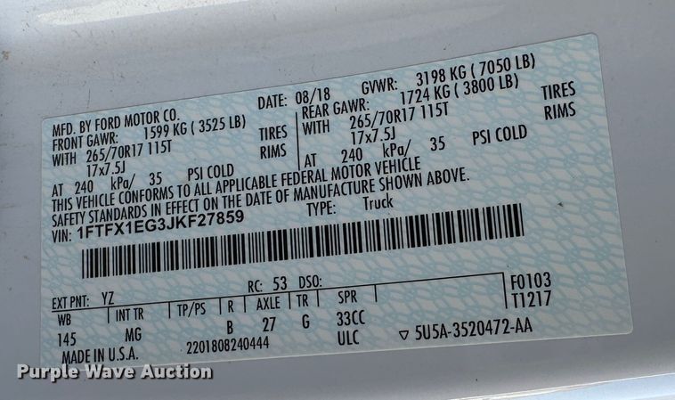 image for item DR7487 2018 Ford F150  SuperCab pickup truck