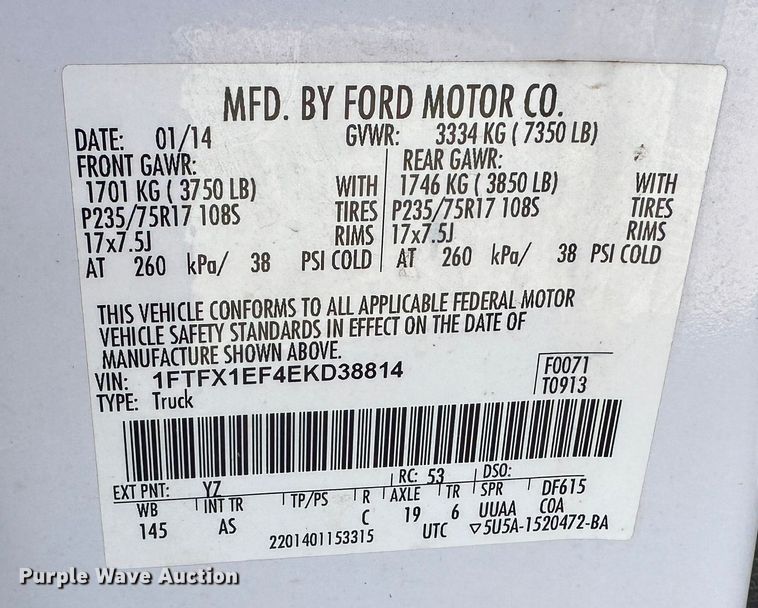 image for item DR7488 2014 Ford F150  SuperCab pickup truck