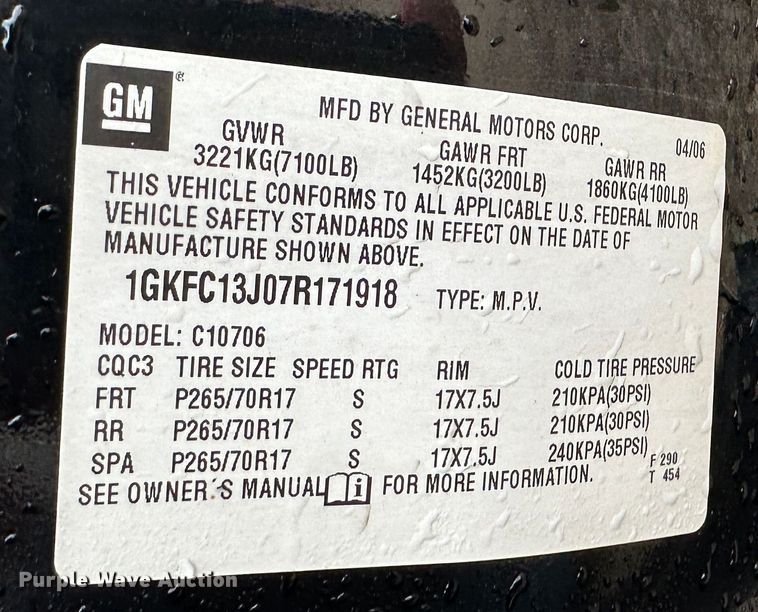 image for item DR7500 2007 GMC Yukon  SUV