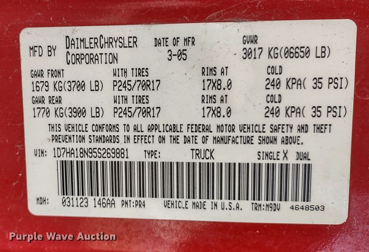 image for item DR8194 2005 Dodge Ram 1500  Quad Cab pickup truck