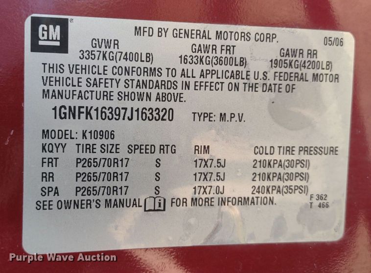 image for item DR8214 2007 Chevrolet Suburban LS 1500  SUV