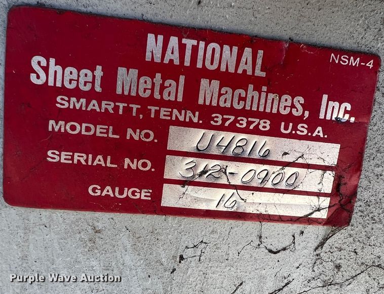 image for item HG9390 National U4816  press brake