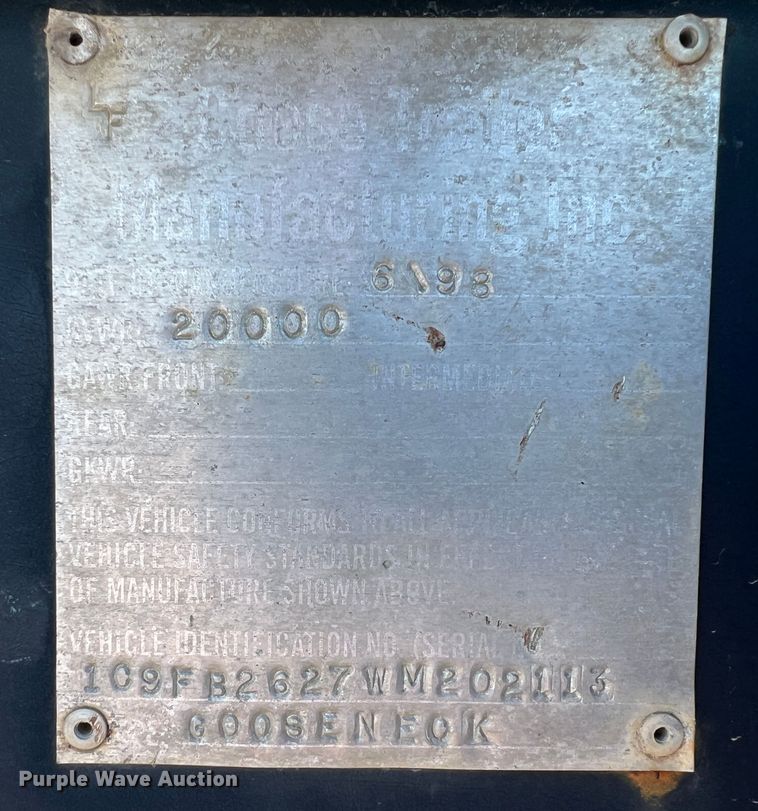 image for item HG9393 1998 Coose  equipment trailer