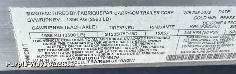 image for item HP9429 2018 Carry-On  utility trailer