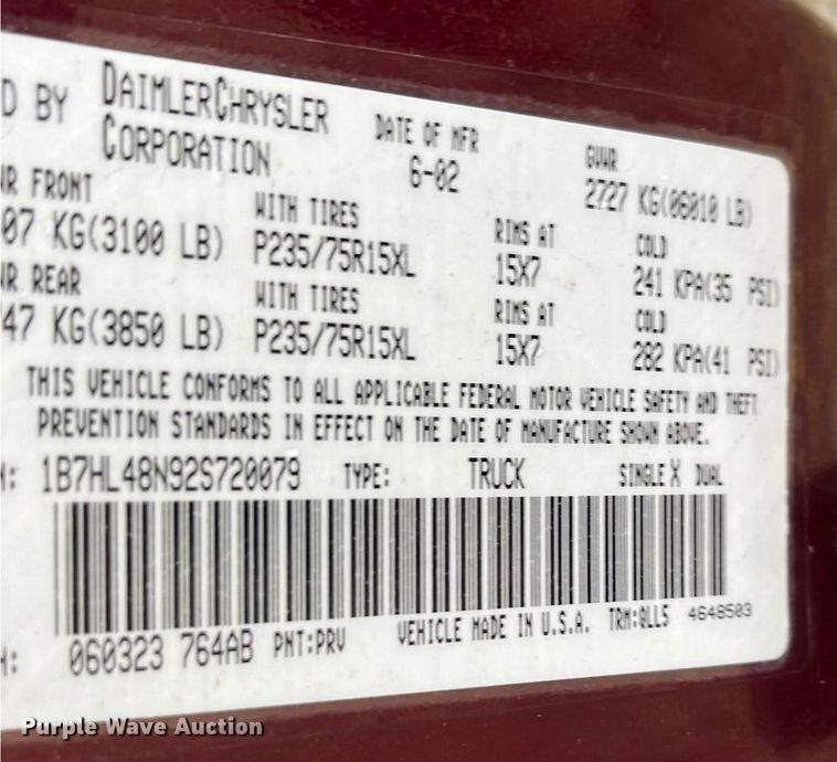 image for item HP9432 2002 Dodge Dakota SLT  Quad Cab pickup truck