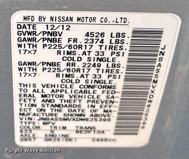 image for item HP9475 2013 Nissan Rogue SV  SUV