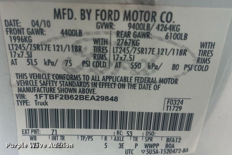 image for item HP9476 2011 Ford F250 Super Duty  flatbed pickup truck