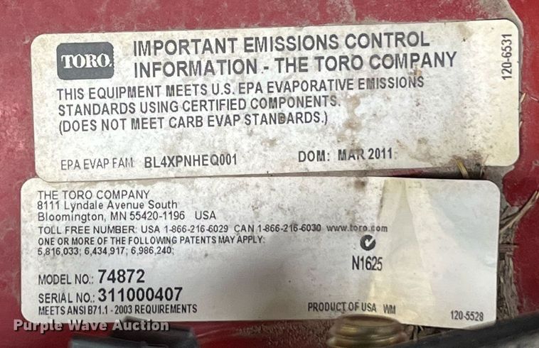 image for item HP9480 Toro Titan MX5480  ZTR lawn mower