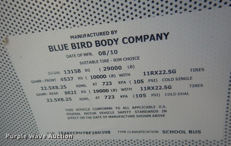 image for item HQ9575 2011 Blue Bird Vision  school bus