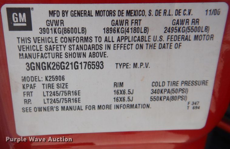 image for item IO9369 2001 Chevrolet Suburban 2500  SUV