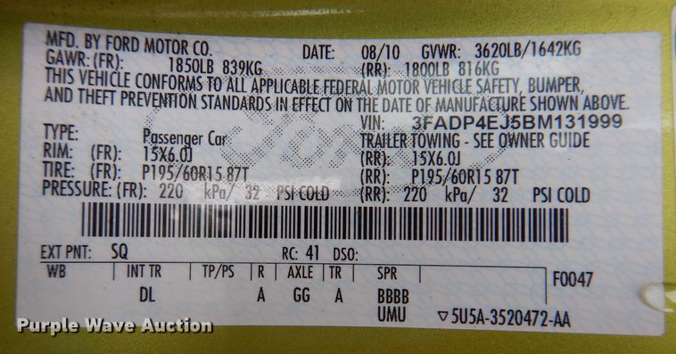 image for item IO9375 2011 Ford Fiesta SE