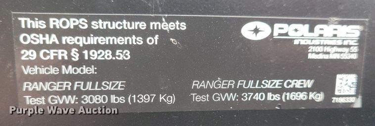 image for item IO9397 2019 Polaris Ranger XP  utility vehicle