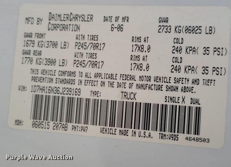 image for item IO9399 2006 Dodge Ram 1500 SLT  pickup truck