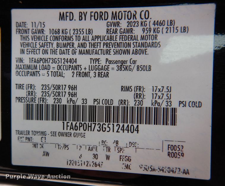 image for item IO9403 2016 Ford Fusion