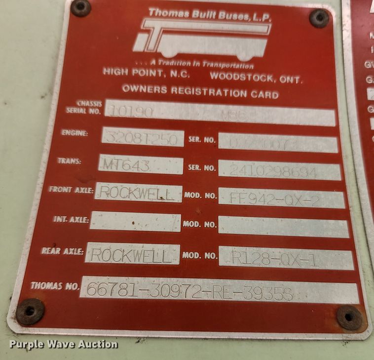 image for item JA9973 1987 Thomas  RV