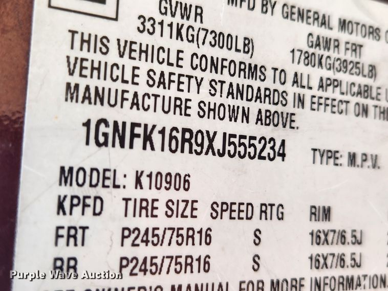 image for item JB9637 1999 Chevrolet Suburban K1500  SUV