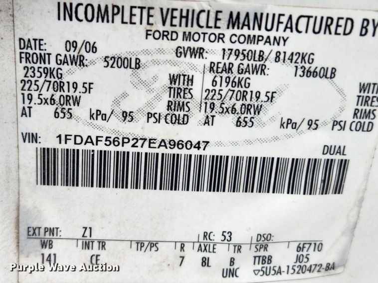 image for item JB9639 2007 Ford F550 Super Duty XL  utility / service truck