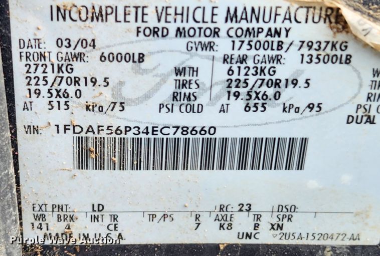 image for item JB9640 2004 Ford F550 Super Duty XL  utility / service truck